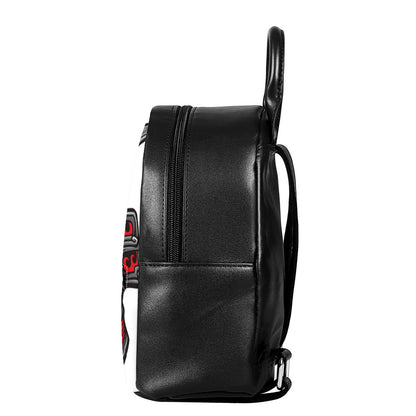 Robot Samurai Mask Print Leather Backpack