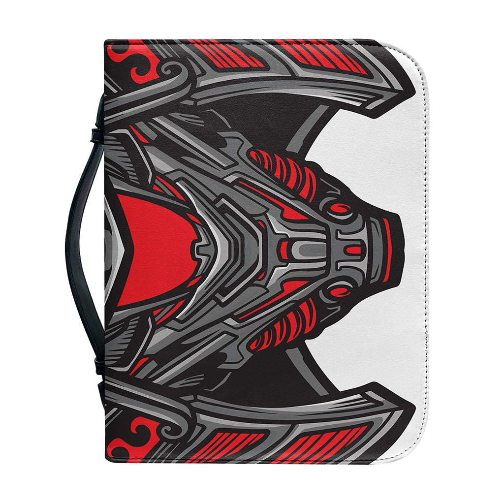 Robot Samurai Mask Print Leather Bible Cover