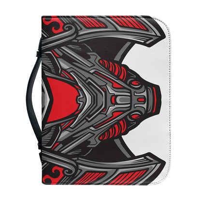 Robot Samurai Mask Print Leather Bible Cover