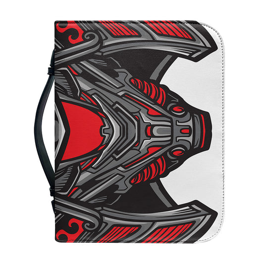 Robot Samurai Mask Print Leather Bible Cover