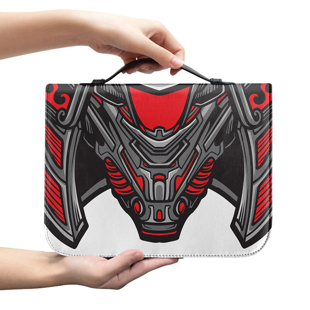 Robot Samurai Mask Print Leather Bible Cover