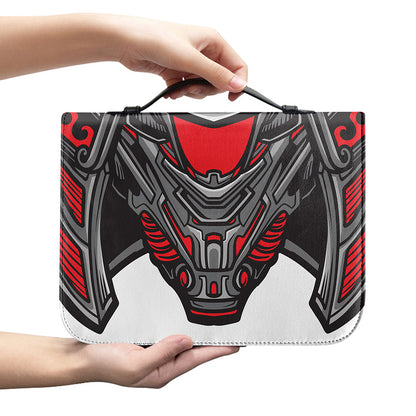 Robot Samurai Mask Print Leather Bible Cover