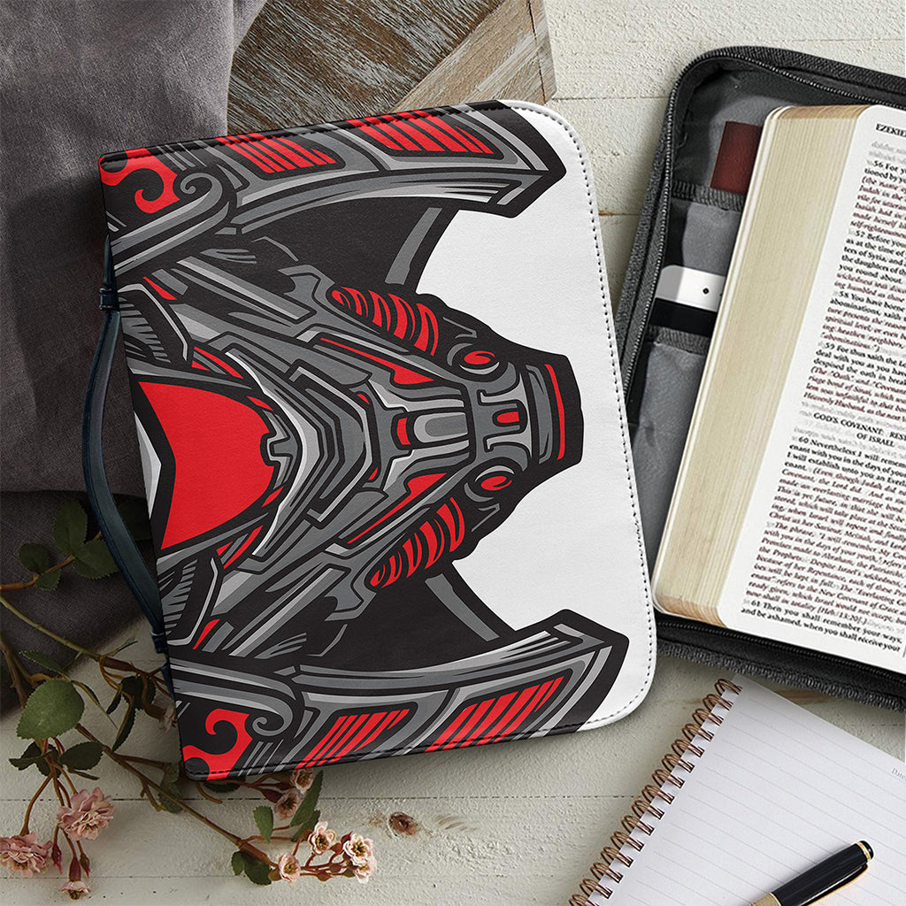 Robot Samurai Mask Print Leather Bible Cover