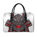 Robot Samurai Mask Print Leather Duffel Bag