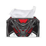Robot Samurai Mask Print Leather Tissue Box Cover