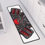 Robot Samurai Mask Print Long Kitchen Mat