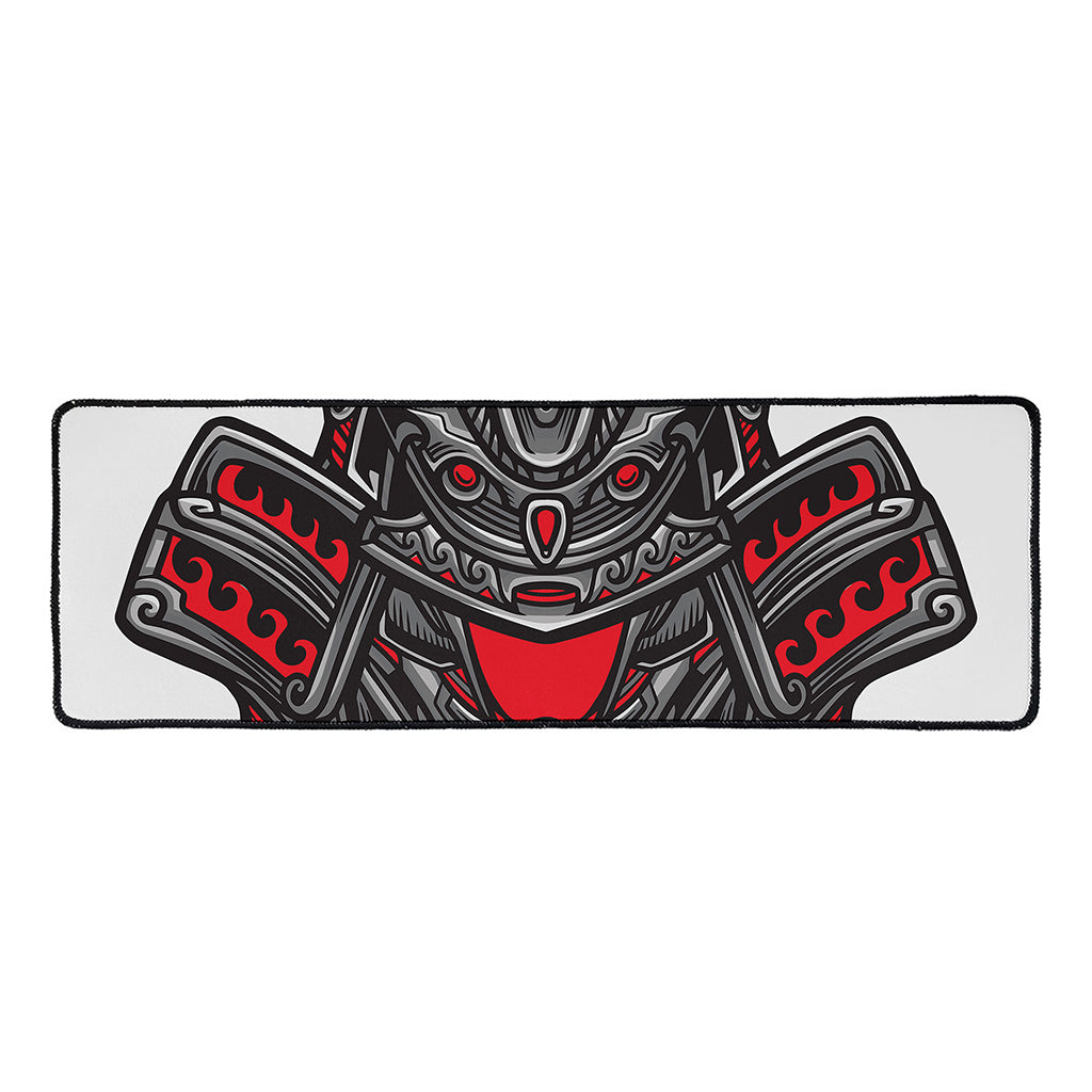 Robot Samurai Mask Print Long Kitchen Mat