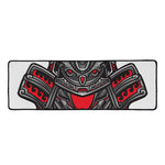 Robot Samurai Mask Print Long Kitchen Mat