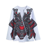 Robot Samurai Mask Print Long Sleeve Short Coat