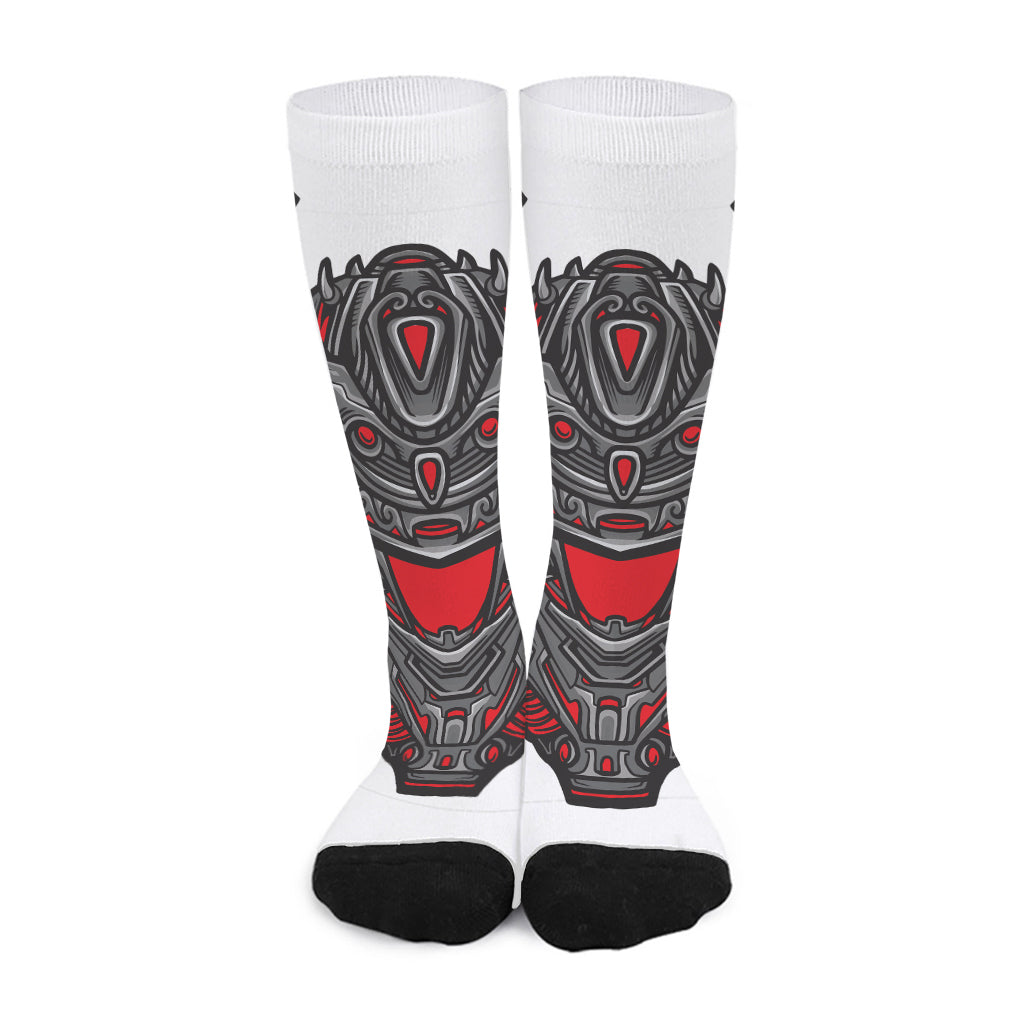 Robot Samurai Mask Print Long Socks