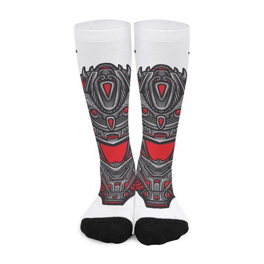 Robot Samurai Mask Print Long Socks