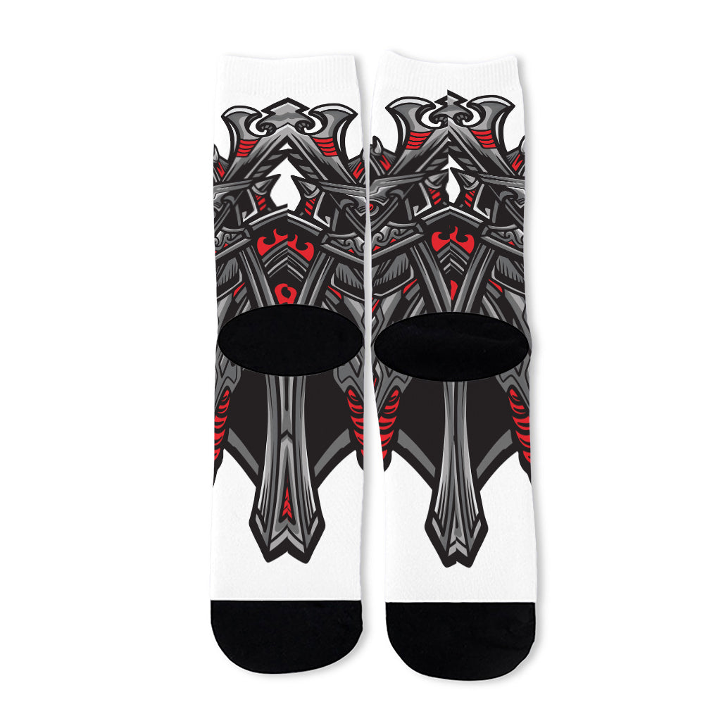Robot Samurai Mask Print Long Socks