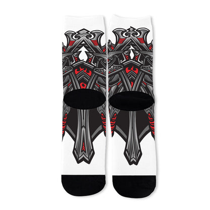 Robot Samurai Mask Print Long Socks