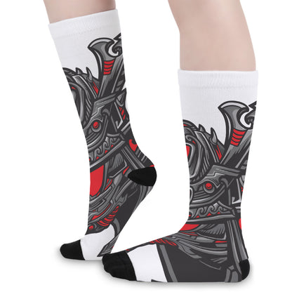 Robot Samurai Mask Print Long Socks