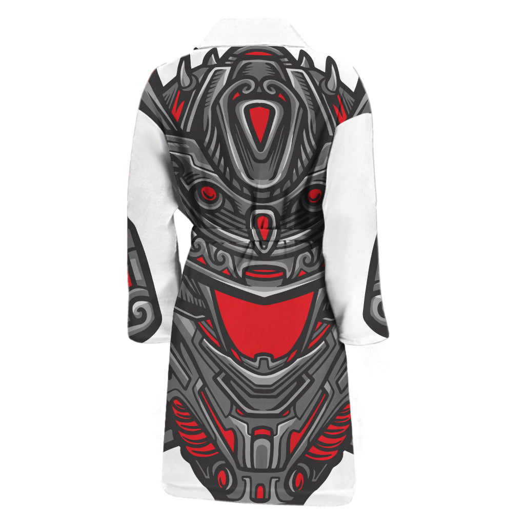 Robot Samurai Mask Print Men's Bathrobe