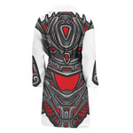 Robot Samurai Mask Print Men's Bathrobe