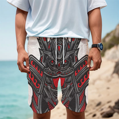 Robot Samurai Mask Print Men's Cargo Shorts