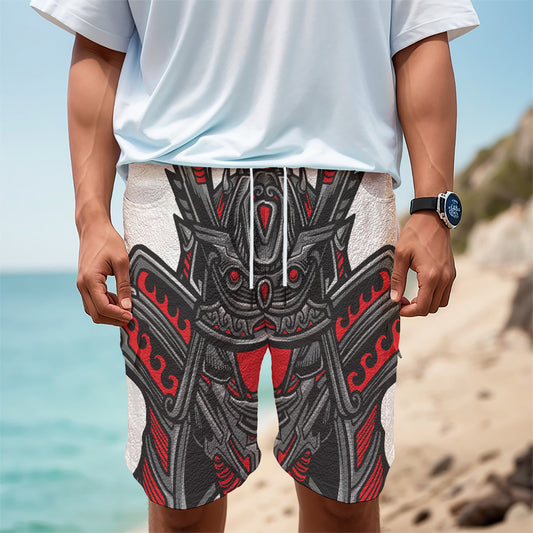 Robot Samurai Mask Print Men's Cargo Shorts