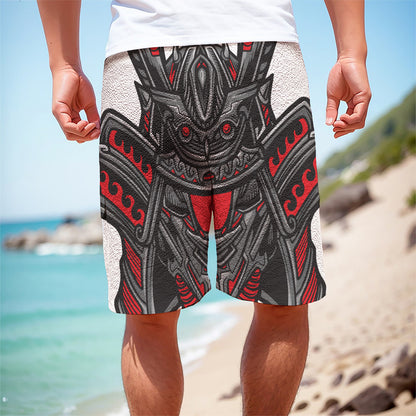 Robot Samurai Mask Print Men's Cargo Shorts