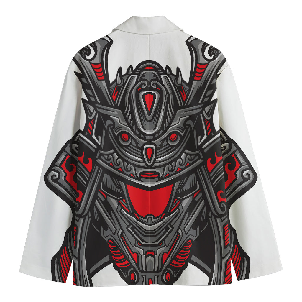 Robot Samurai Mask Print Men's Cotton Blazer