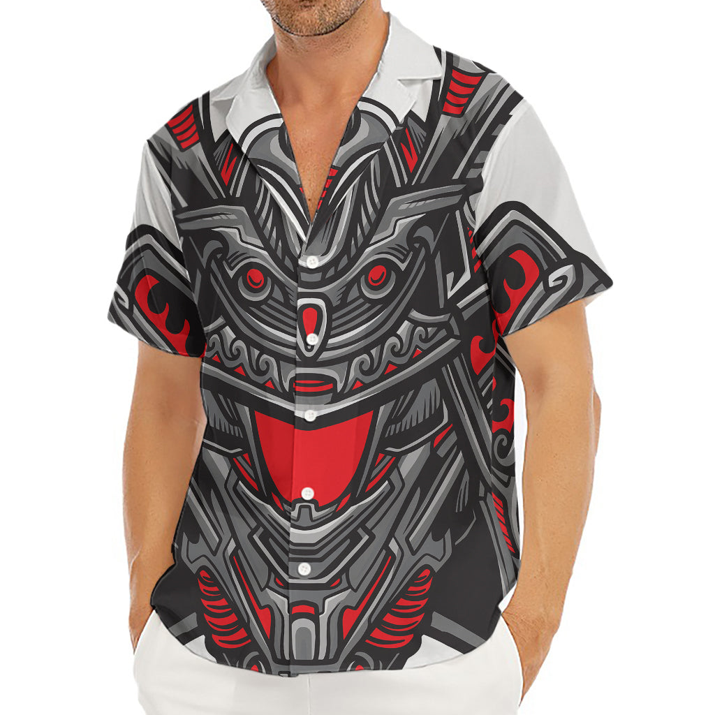 Robot Samurai Mask Print Men's Deep V-Neck Shirt