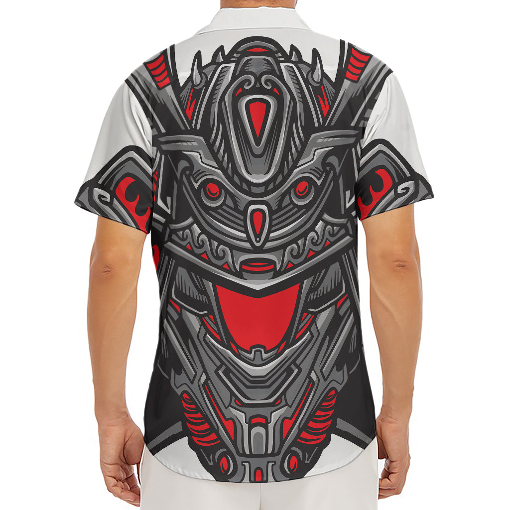 Robot Samurai Mask Print Men's Deep V-Neck Shirt