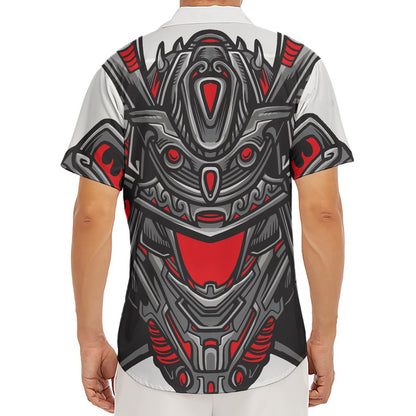 Robot Samurai Mask Print Men's Deep V-Neck Shirt