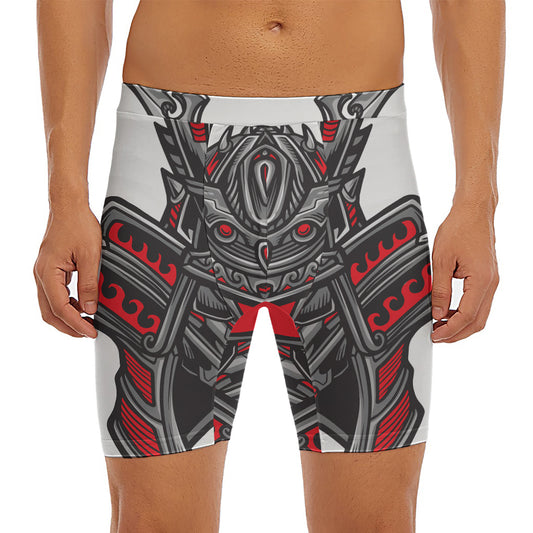 Robot Samurai Mask Print Men's Long Boxer Briefs
