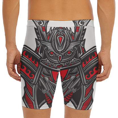 Robot Samurai Mask Print Men's Long Boxer Briefs