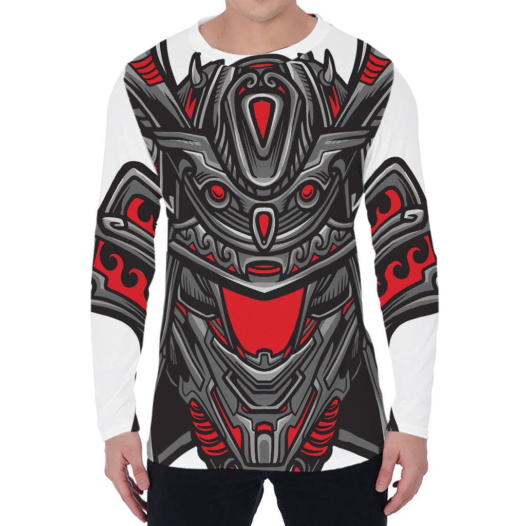 Robot Samurai Mask Print Men's Long Sleeve T-Shirt