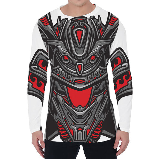 Robot Samurai Mask Print Men's Long Sleeve T-Shirt