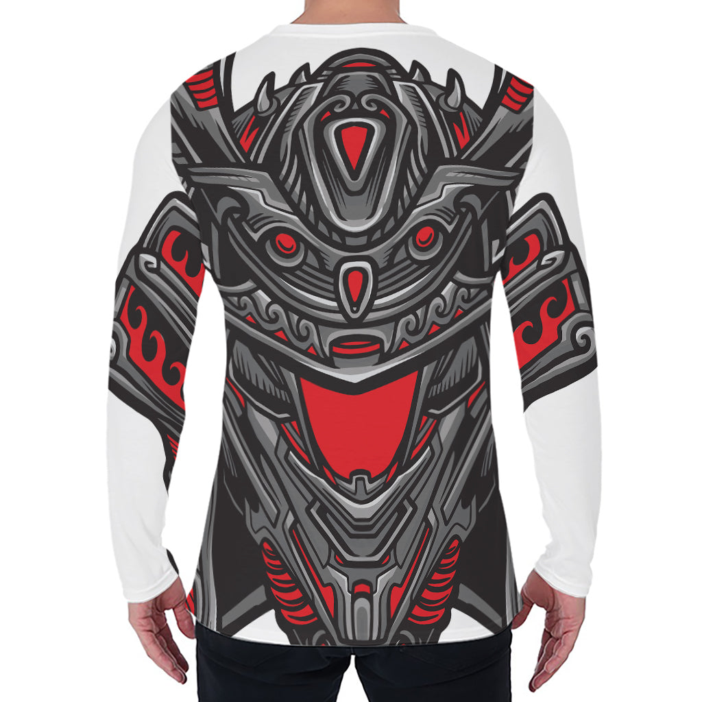 Robot Samurai Mask Print Men's Long Sleeve T-Shirt