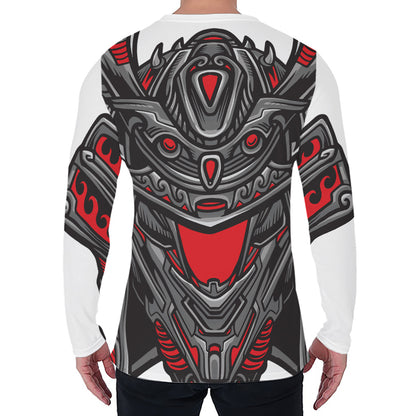 Robot Samurai Mask Print Men's Long Sleeve T-Shirt