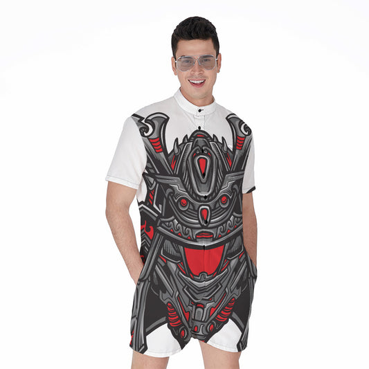 Robot Samurai Mask Print Men's Rompers