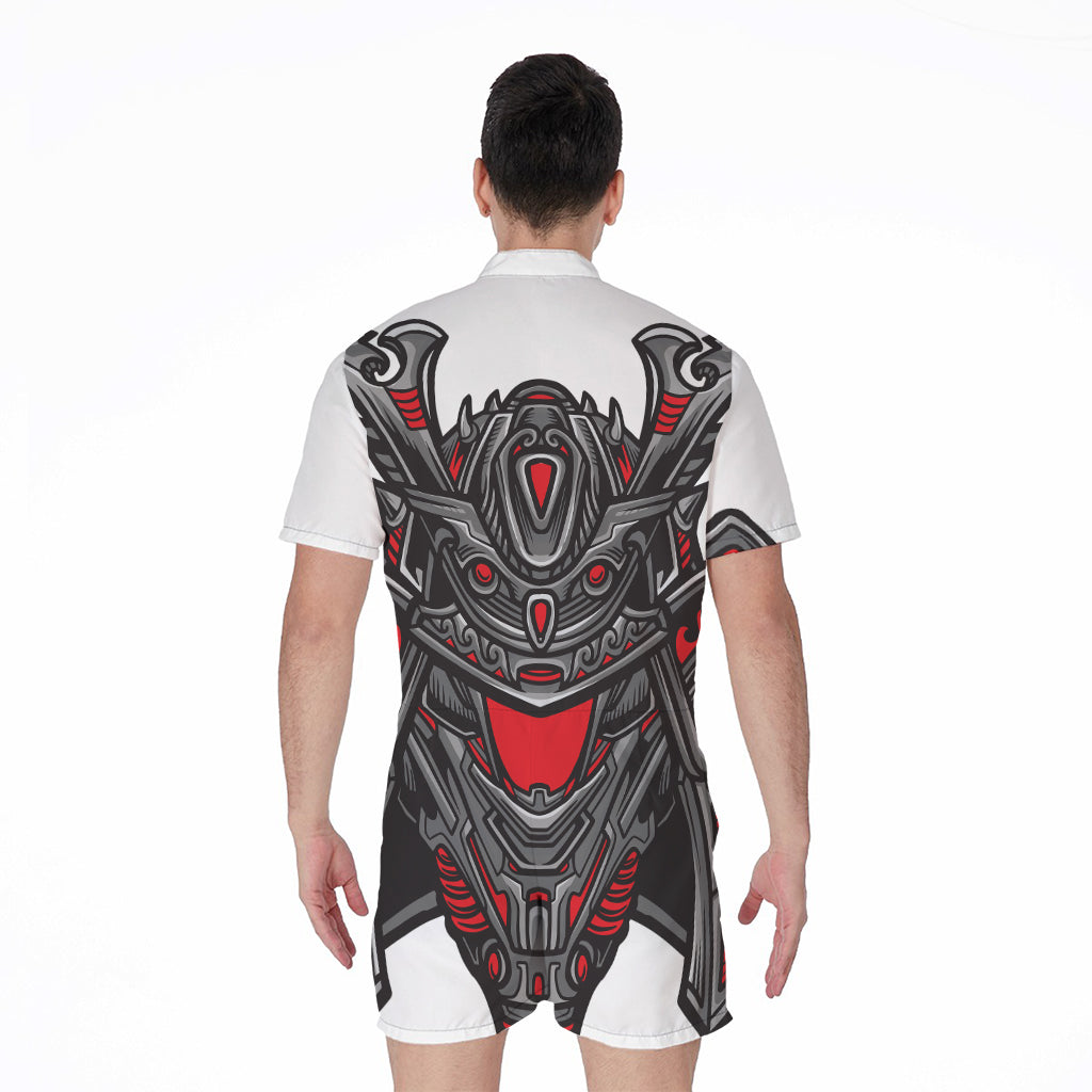 Robot Samurai Mask Print Men's Rompers