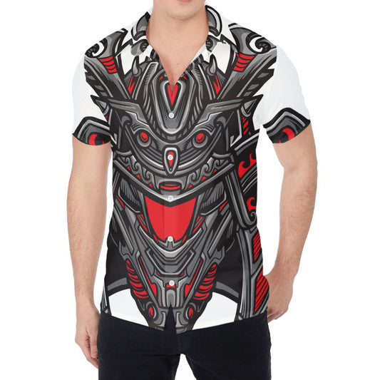 Robot Samurai Mask Print Men's Shirt
