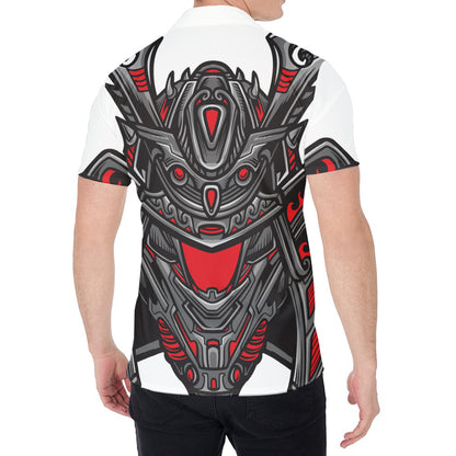 Robot Samurai Mask Print Men's Shirt
