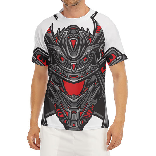 Robot Samurai Mask Print Men's Short Sleeve Rash Guard