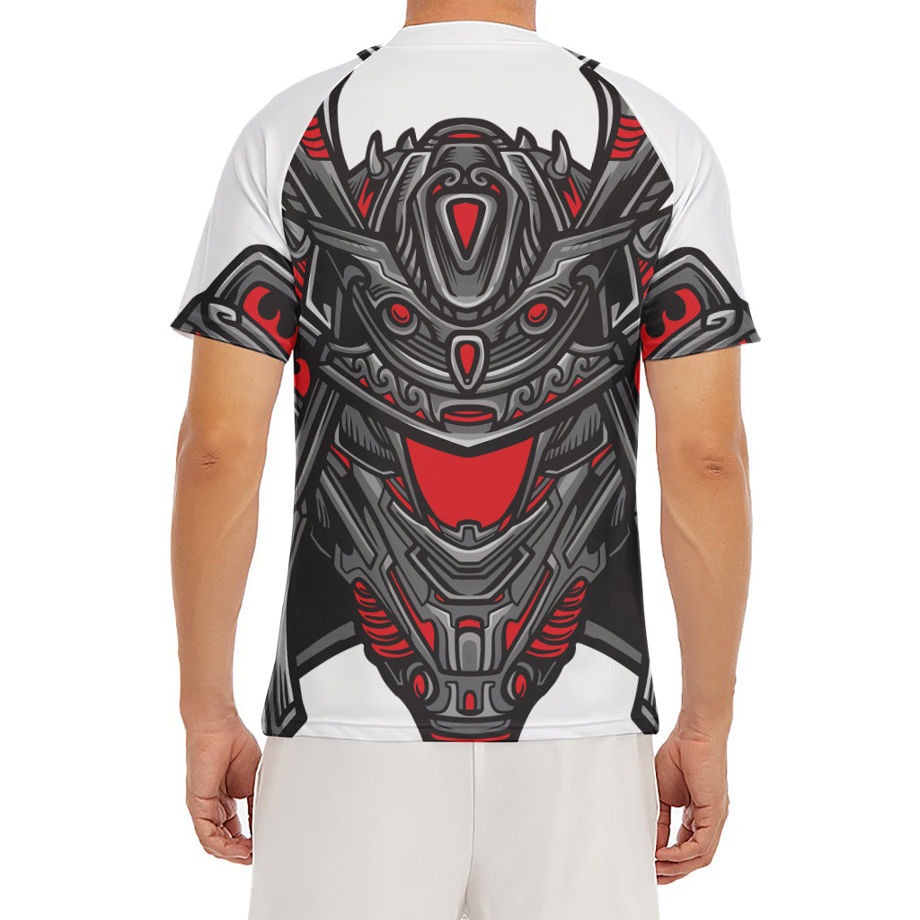 Robot Samurai Mask Print Men's Short Sleeve Rash Guard