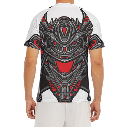Robot Samurai Mask Print Men's Short Sleeve Rash Guard