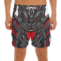 Robot Samurai Mask Print Men's Split Running Shorts