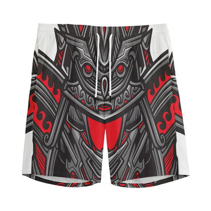Robot Samurai Mask Print Men's Sports Shorts