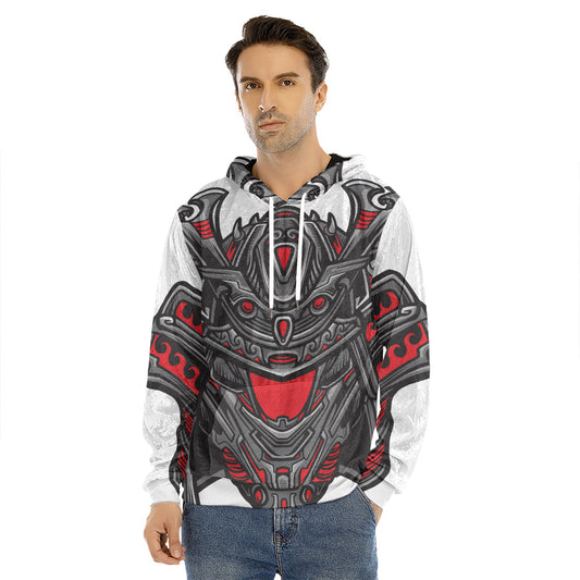Robot Samurai Mask Print Men's Velvet Pullover Hoodie