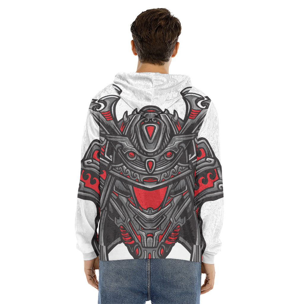 Robot Samurai Mask Print Men's Velvet Pullover Hoodie