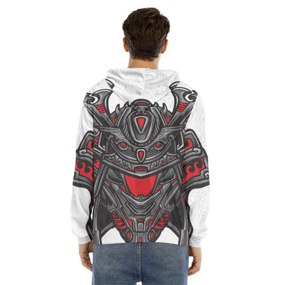 Robot Samurai Mask Print Men's Velvet Pullover Hoodie