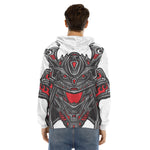 Robot Samurai Mask Print Men's Velvet Pullover Hoodie