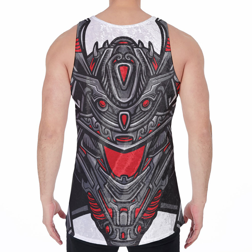 Robot Samurai Mask Print Men's Velvet Tank Top