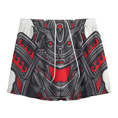 Robot Samurai Mask Print Mesh Shorts