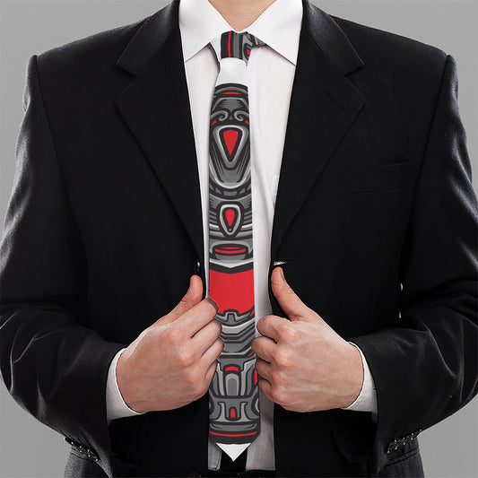 Robot Samurai Mask Print Necktie