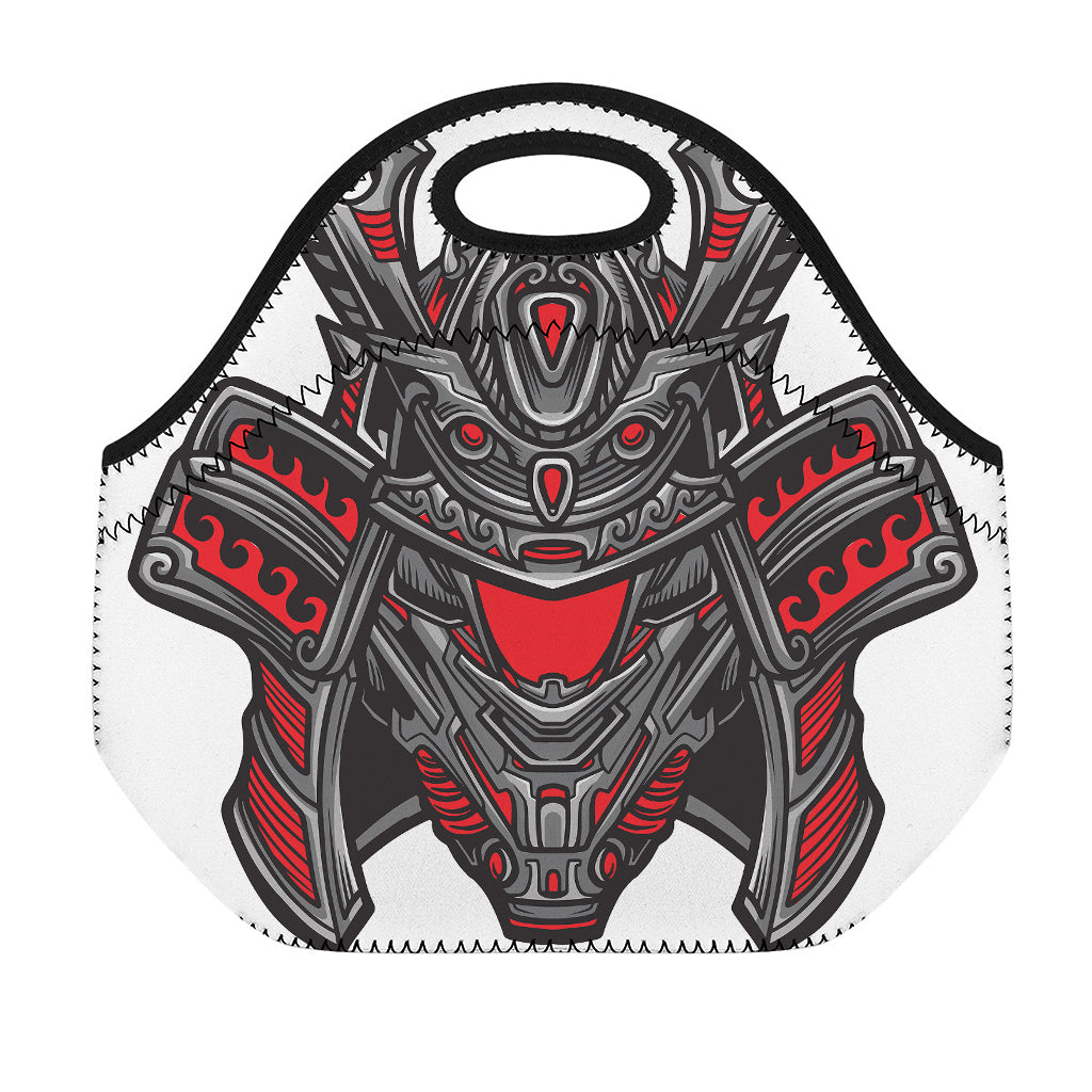 Robot Samurai Mask Print Neoprene Lunch Bag